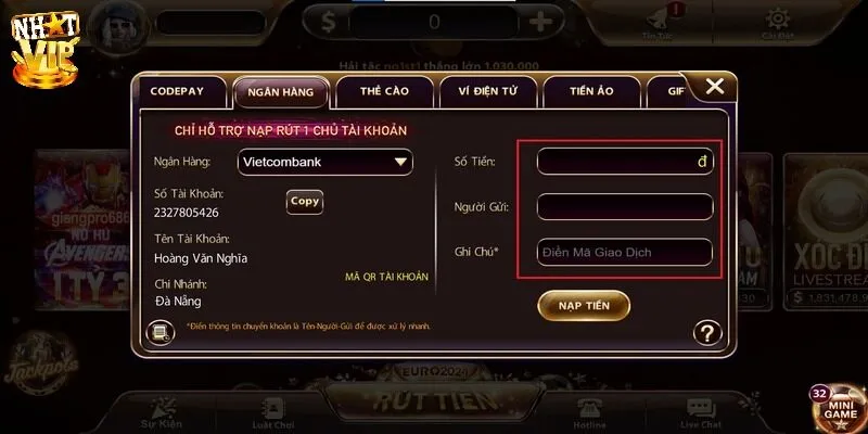 Nạp Tiền Một số điều cần lưu ý khi nạp tiền Nhatvip